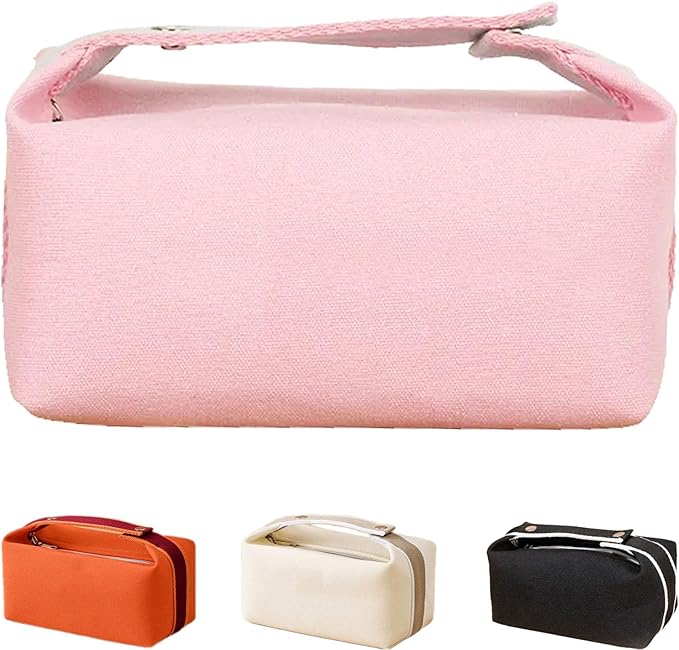 Travel Makeup Bag, Waterproof Canvas Cosmetic Bag Make Up Organizer Case for Women, Large Toiletry Bag Skincare Pouch for Toiletries Accessories Brushes
