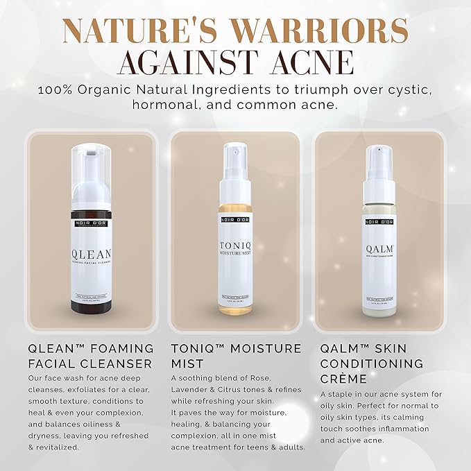 Noir D'or Acne Scar Treatment, Hyperpigmentation Treatment for Face, Normal to Oily Acne Skincare | Three Step Scar Repair Set for Acne Scars and Dark Spot Remover | Breakout Acne Treatment for Scars