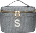 EURYNOME Makeup Bag with Custom Letter S, Water-Resistant Travel Organizer Pouch, (8.3x5.1x5.1 Inch) Cosmetic Case for Women