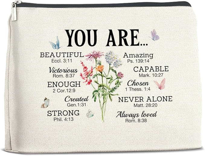 Religious Makeup Bag Motivational Christian Gifts You Are Beautiful Cosmetic Bag Zipper Makeup Pouch