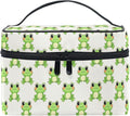 MNSRUU Makeup Bags, Frog Cute Makeup Organizer Bags Toiletry Bag Box Travel Cosmetic Bag Make Up Train Case for Women Teen Girl Ladies