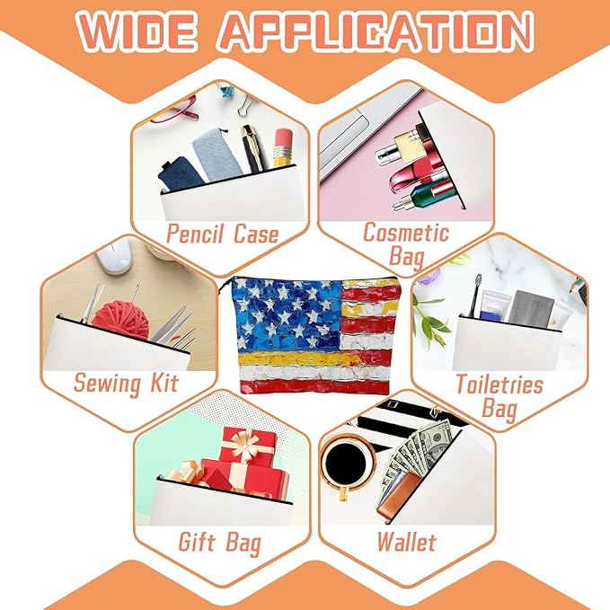 Cosmetic Bags Travel Makeup Toilet Case Waterproof Pouch for Women Girls 6.7X9.45inches - The Frayed Stars And Stripes