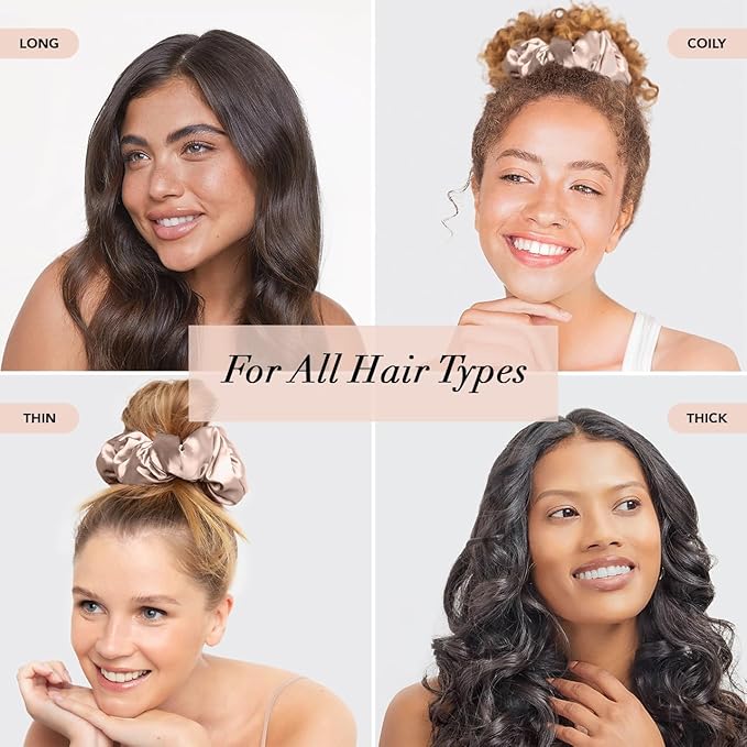 Kitsch Satin Scrunchies for Women - No Crease Hair Ties for Girls | Big Scrunchies for All Hair Types and Textures, Perfect for Day or Night | Ideal Gifts for Women - 2 Pcs, Charcoal and Gold