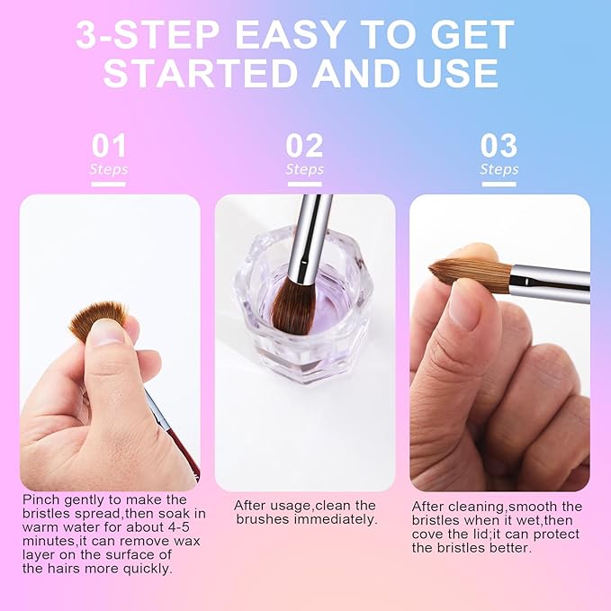 Acrylic Nail Brush Size 14, 100% Real Kolinsky Art Nail Brush for Acrylic Powder Application, Handmade Women Manicure Nail Extension Tool for Professional DIY Home Salon and Beginners
