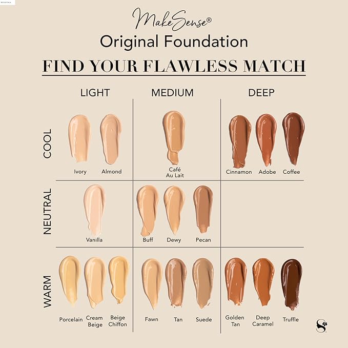 SeneGence MakeSense Original Foundation, Pecan, 1 Fl Oz, Long-Lasting Oil-Free Formula with Skin-Nourishing Ingredients, Water-Resistant