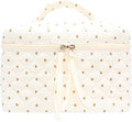 PAZIMIIK Quilted Makeup Bag Large Travel Zipper Soft Cosmetic Case for Women Girls Make Up,Gauze Heart Coffee
