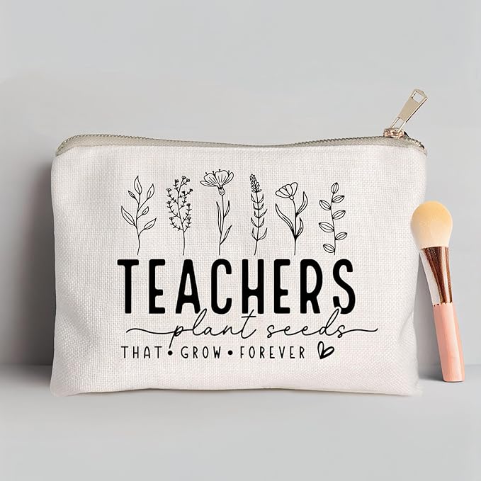 Helping Little Minds Grow Makeup Bag, Best Teacher Gift, Teacher Appreciation Gift, Teachers Plant Seeds That Grow Forever, Favorite Teacher Cosmetic Bag, Teach Love Inspire Pouch Bag