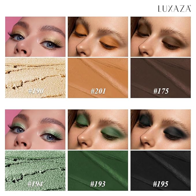 FIREFLIES LIGHT Eyeshadow Stick Makeup 6PCS Set, Green Metallic Shimmer Matte Cream Eye Shadow Eyeliner Brightener Pencil Crayon - FIREFLIES LIGHT