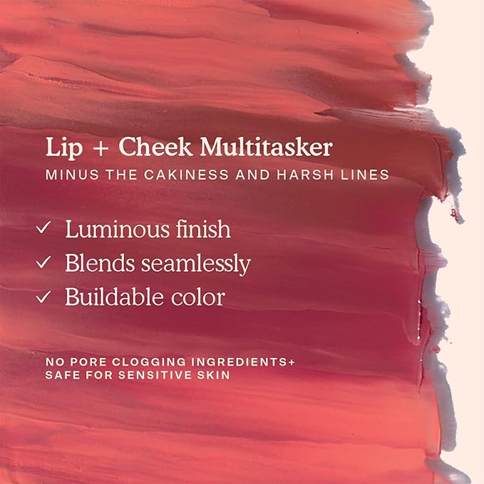 Tower 28 Beauty BeachPlease Cream Blush for Cheeks and Lips - Multi-Purpose Lip and Cheek Tint in Pink Blush - for Sensitive Skin – Color HAPPY HOUR, Luminous Finish