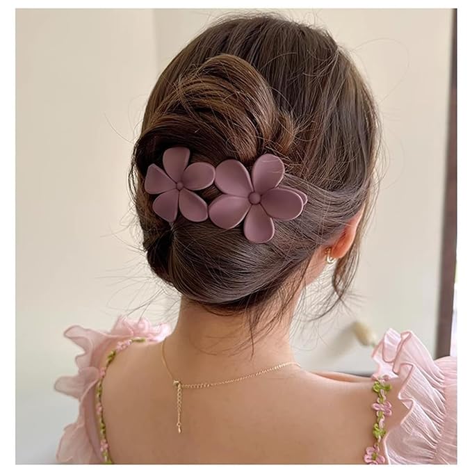 5PCS Flower Flat Hair Clips Non-Slip Matte Hair Clamps Floral Design French Alligator Clips Cute Clip Hair Claw Hair Accessories for Women Girls