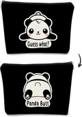Cute Baby Panda Makeup Bag, Guess What It's Pug Butt Cosmetic Case for Teen Girls & Women, Panda Accessory (Black)