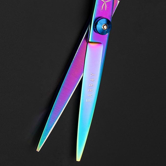 FARRAY Hair Cutting Scissors - Japanese Stainless Steel,Professional 6.5" Razor Edge Barber Shears for Men, Women & Kids Ergonomic design for Salon & Home(Aurora color)