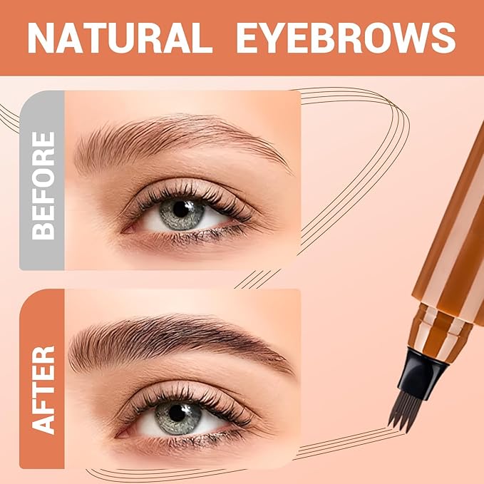 Microblading Eyebrow Pencils for Women,2026 Upgraded 3D Waterproof Eyebrow Pen,Long Lasting 4-Tip Brow Pencil, Eye Brow Pen for Natural Brows (Light Brown)