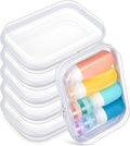 Sanwuta 6 Pcs Clear Hard Zipper Case Hard Plastic Zipper Pouches Makeup Bag Pencil Pouches Transparent Cases for Snacks Plastic Storage Organizer Box for Travel(White,7.09 x 5.12 x 2 Inch)