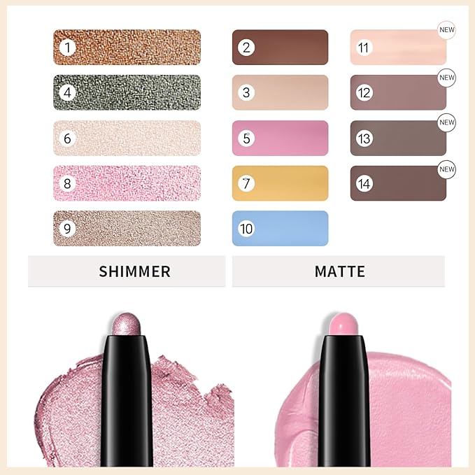 Erinde Waterproof Eyeshadow Stick, Cream Eye Shadow Stick, Long-Lasting, Crease-Proof, Cream to Powder Buildable & Blendable Eye Shadow Pencils Crayon, Vegan & Cruelty-Free, 07 Sun