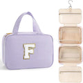 TOPEAST Gifts for Friends - Friendship Gifts for Women, Travel Toiletry Bag for Women, Hanging Toiletry Bag, Monogrammed Initial Toiletry Pouch Makeup Bag - Letter F, Purple