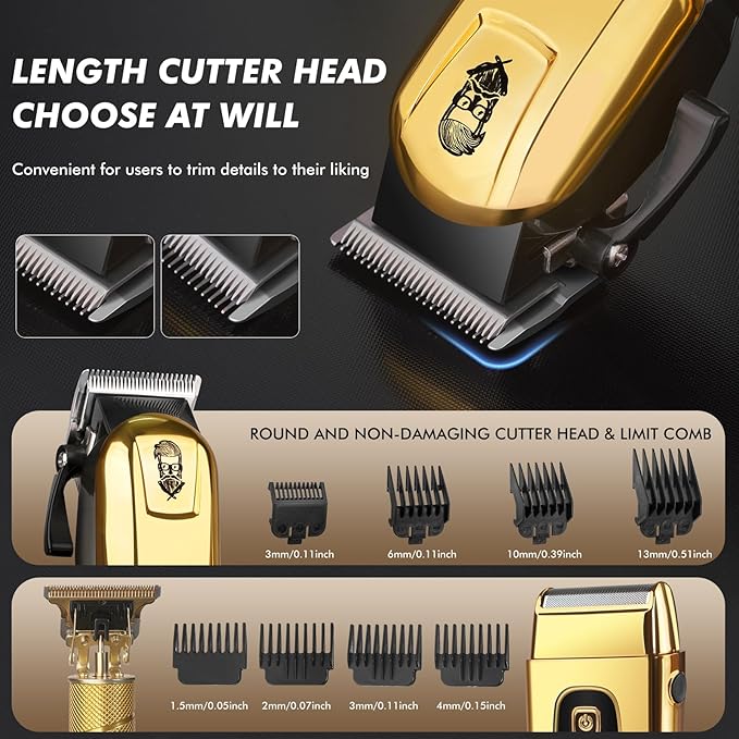 Hair Clippers for Men, Beard Trimmer and Electric Shaver Set, Professional Rechargeable Cordless Barber Hair Cutting Tools Grooming Kit