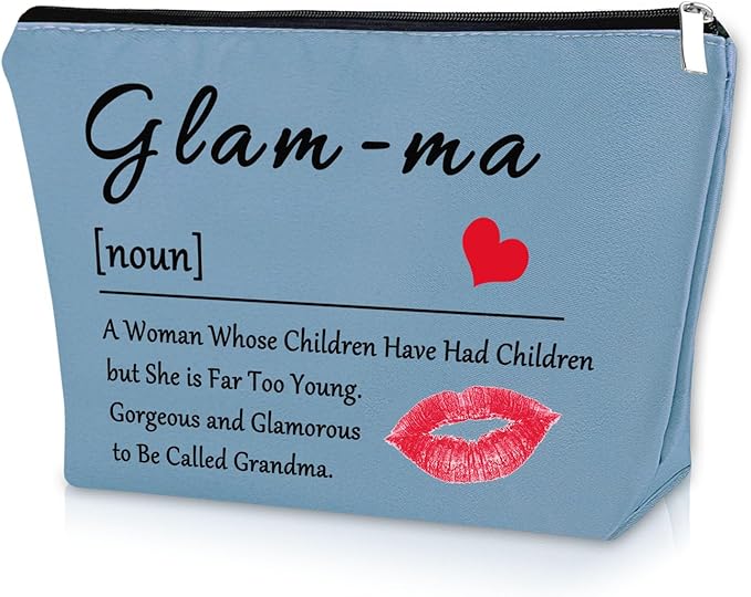 Grandma Gift from Grandchildren Makeup Bag Blue Gifts for Grandma Mother's Day Gifts for Grandma Cosmetic Bag Nana Gifts from Grandkids Grandmother Birthday Gifts from Granddaughter Travel Pouch