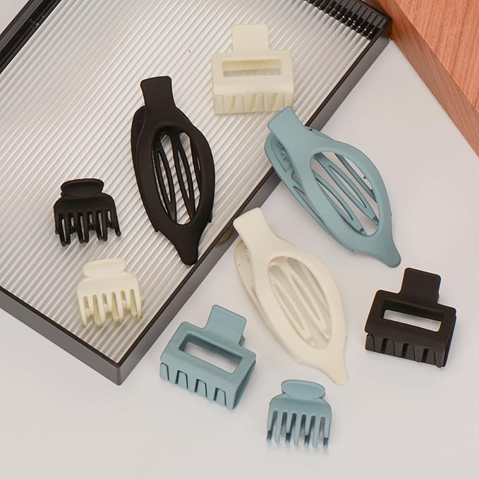 Mehayi 9 PCS Matte Hair Clips Claw for Women Girls, 3 Styles Nonslip Small Hold Strong Hold Cute Jaw Clip Barrettes for Thick Thin Long Short Hair, Fashion Acrylic Hair Clamps Styling Accessories