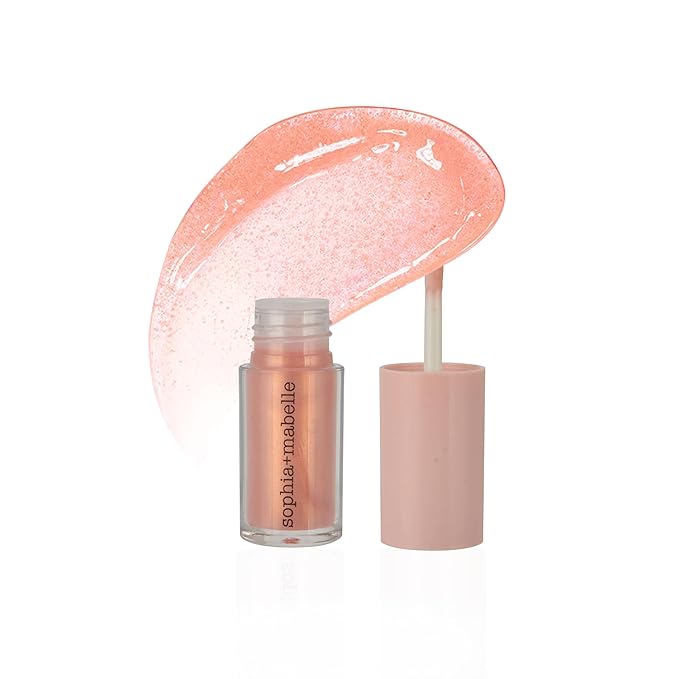 Sophia + Mabelle Hydrating Lip Oil – Lightweight, Non-Sticky & High-Shine Lip Gloss Oil – Moisturizing, Nourishing, Soothing Tinted Formula for Soft Lips – 3.7g (Jellyfish(Golden Champagne), 3.7g)
