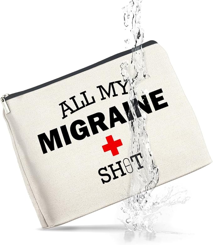 Medicine Cosmetic Bag Headache Migraine Awareness Gifts, All My Migraine Bag Zipper Makeup Pouch