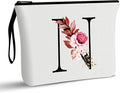 Vavabox A-Z Personalized Makeup Bag, Birthday Gifts for Women Mom, Gifts for Best Friend, Bride Bridesmaid Cosmetic bag (N, White)