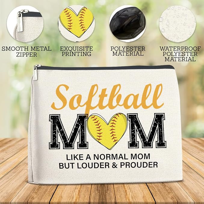 Softball Gifts Makeup Bag for Women, Christmas Birthday Gifts for Softball Lovers Team Players Coach Mother Girl Cosmetic Bag Travel Toiletry Pouch for Purse
