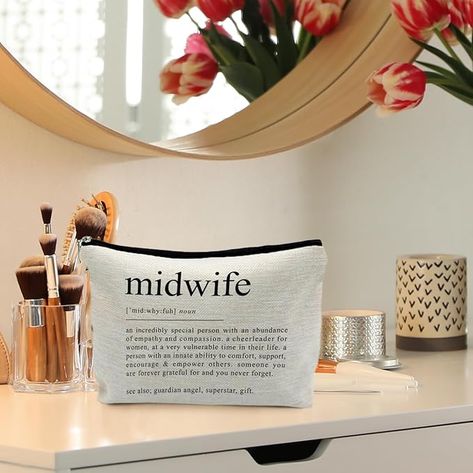 Midwife Doula Gifts, Midwife Definition Makeup Bag Gifts for OBGNY Doctors Nurses, Pediatrician Obstetrician, Gynecologist Midwife Appreciation Gifts for Women, Midwife Cosmetic Bag Pouch