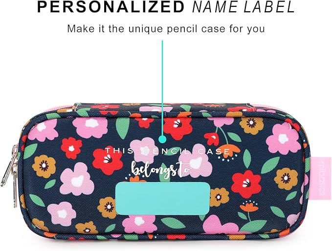 mibasies Girls Pencil Case for Kids, Multi-Slot Pencil Pouch, Pulan Flower