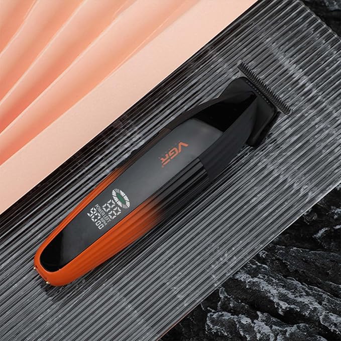 VGR 889T Professional Hair Trimmer for Men, 9000RPM High Speed Cordless Hair Clippers Beard Trimmer with Ceramic & DLC T Blade, Zero Gapped Barber Clippers with USB Charging Base, LED Display