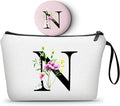 SEAMOON Bride to be Birthday Womens Unique Initial Monogram Gifts for Women Mom Personalized Travel Makeup Cosmetic Bag with Mirror Valentines Mothers Day Christmas Graduation N