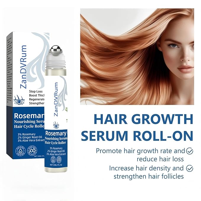 Rosemary Hair Growth Serum Roll-On for Thinning Hair with Saw Palmetto & Tea Tree — Lightweight, Non-Greasy Scalp Oil for Hair Regrowth Support