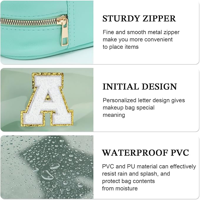 YOOLIFE Initial Make Up Bag Travel Toiletry Bag, Clear Makeup Bag Preppy Cosmetic Bags Organizer Travel Essentials Gifts for Women Teen Girlfriend Teacher Mom Birthday Mothers Day Gifts Blue B