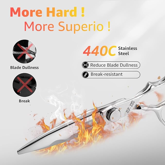Professional Hair Cutting Shears -SUS440C Stainless Steel Barber Scissors with Ergonomic Handle,Ultra Sharp Blades for Salon (Modern, 6.0)
