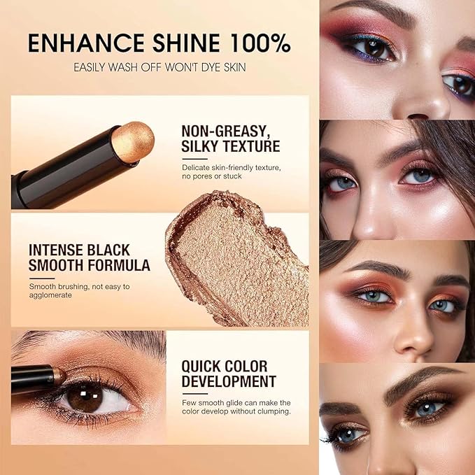 Mauve Taupe Eyeshadow Stick, Cream Smooth Shimmer Single Eyeshadow Pencil, High Pigmented Eye Shadow Brightener Stick, Hypoallergenic Waterproof Long Lasting Eye Highlighter Stick(10#)
