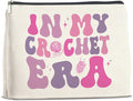 Crochet Gift Makeup Bag, Crochet Lover Gifts, Funny Knitting Gifts, in My Crochet Era Cosmetic Bag Zipper Makeup Pouch