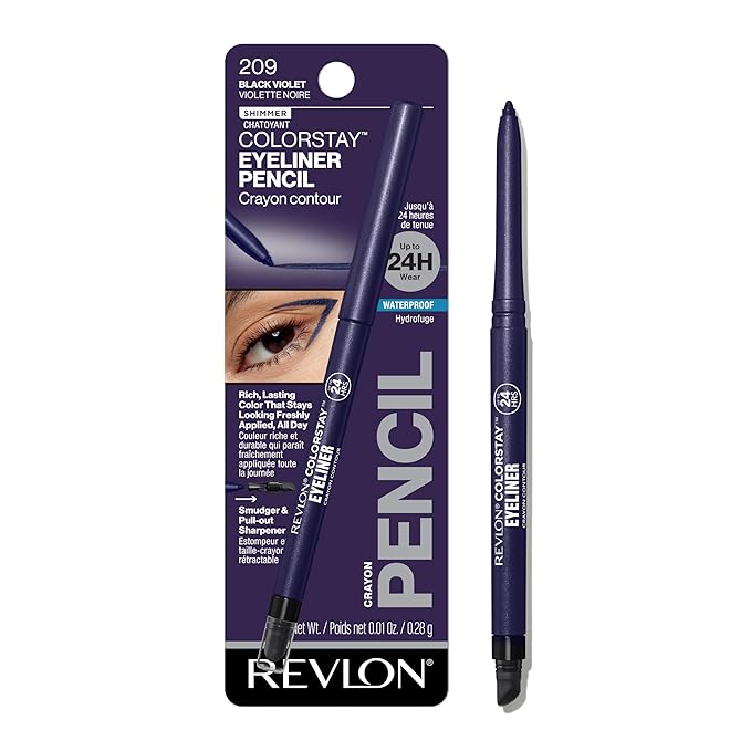 REVLON ColorStay Pencil Waterproof Eyeliner, Smudge-Proof, Eye Makeup with Built-In Sharpener, Stocking Stuffer for Women, 209 Black Violet, 0.01 oz