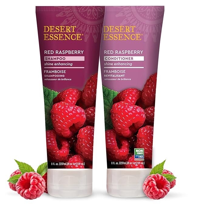 Desert Essence Red Raspberry Shampoo - 8 Fl Ounce - Gloss & Shine Enhancing - Strengthens Hair - Removes Everyday Pollutants - Vitamin A & C - Calcium - Magnesium