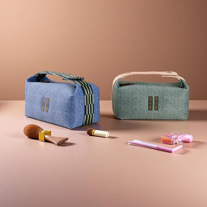 Fashion Makeup Bag for Women, Orange Red Canvas Make up Travel Bag, Hanging Cosmetic Bag Organizer for Wome