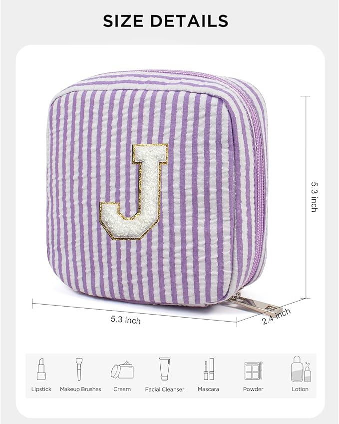 LETGO Purple Makeup Bag for Women- Personalized Cute Makeup Pouch for Girlfriend Bridesmaid Wife | Cosmetic Travel Toiletry Bag for Women | Birthday Gift Idea for Her Mom Makeup Bag Gift