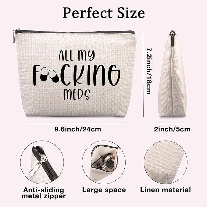 Funny Med Bag for Traveling, Funny Medicine Bag Makeup Bag Gifts Dental Gifts Nurse Assistant Gift Pill Bags Medicine Pouch for Travel, Med Bags Storage for Women Patient Gift