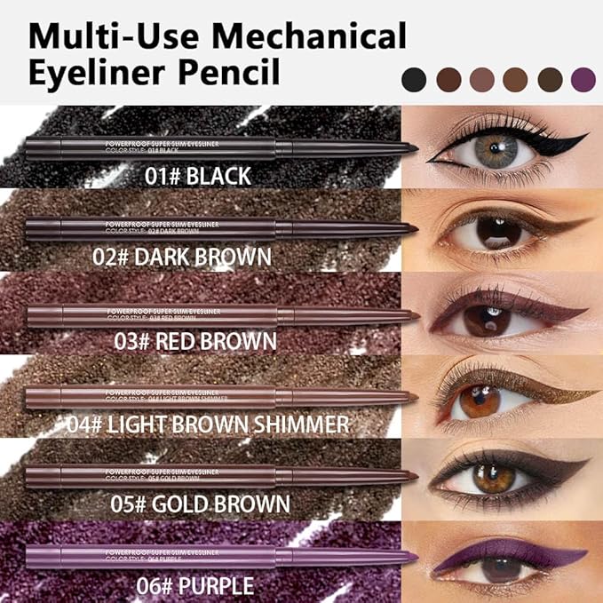 Kaely Dark Brown Gel Eyeliner Pencil, Smooth Eye Liner Waterproof Smudge Proof, Built in Sharpener, Long Lasting Eye Makeup, Vegan & Cruelty-Free, 02