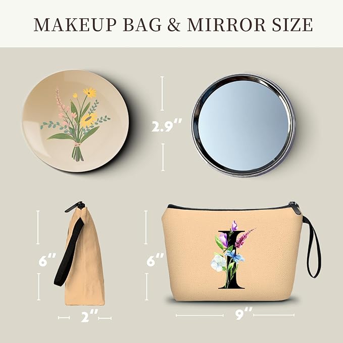 Birthday Inspirational Bridesmaid Proposal Team Small Gifts for Women Mom Aunt Teacher Sister Coworkers Makeup Cosmetic Bag Travel with Mirror Mothers Day Christmas Graduation I