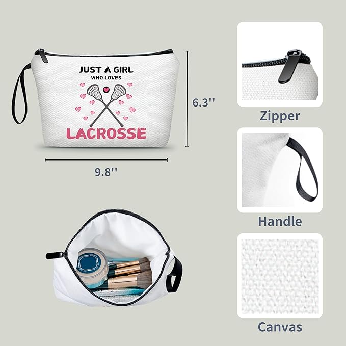 Lacrosse Gifts for Girls - Cosmetic Makeup Bag & Team Gifts for Women