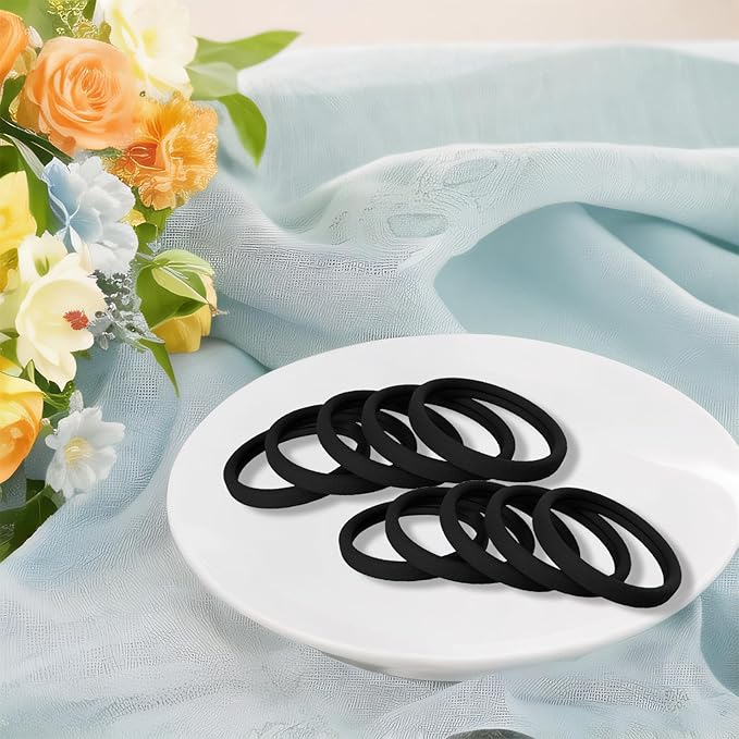 Hair Ties for Women, Black Elastic Hair Bands, 2 Inch Seamless No-Damage Hair Elastics (Black-60pcs)