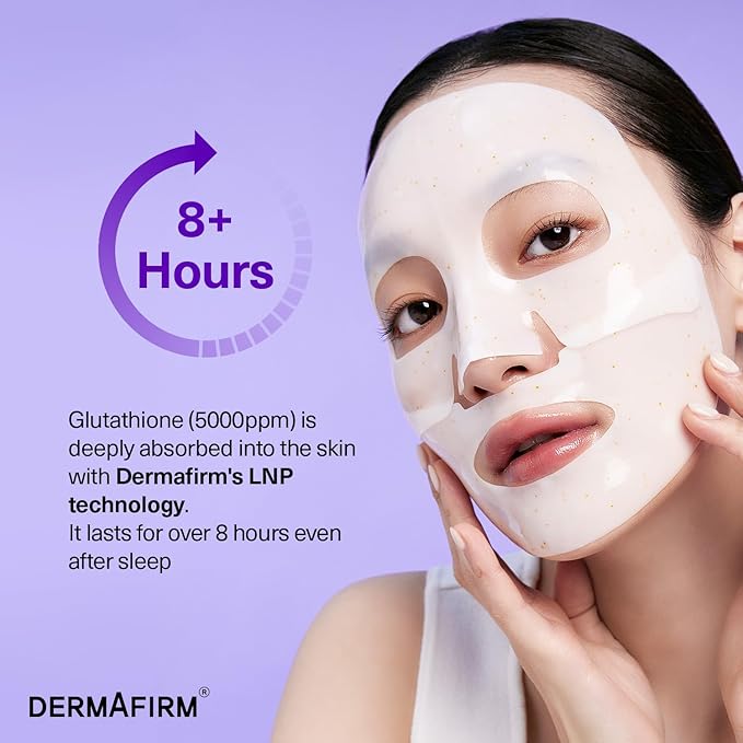Dermafirm Soothing Repair Toning Gel Mask R4 - Brightening & Anti-Wrinkle Korean Face Mask with Glutathione - Overnight Hydrogel Mask for Glowing Skin - 4pcs