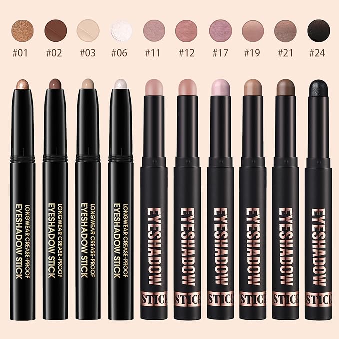 Matte Cream Eyeshadow Stick, Waterproof Eye Shadow Stick, Long-Lasting and Blendable High Pigmented Single Eyeliner Makeup for Women, 21 Gray Brown