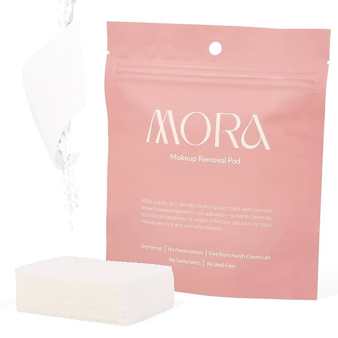 MORA Skincare Water-Activated Cleansing Pads - Alcohol-Free Botanical Makeup Remover - Hand, Body, Face Pads for Women and Men - Portable - Safe for Sensitive Skin - 30 Count