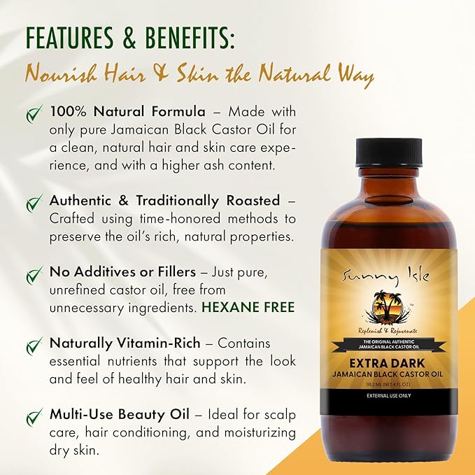 Sunny Isle Jamaican Black Castor Oil Extra Dark, 4 Fl Oz