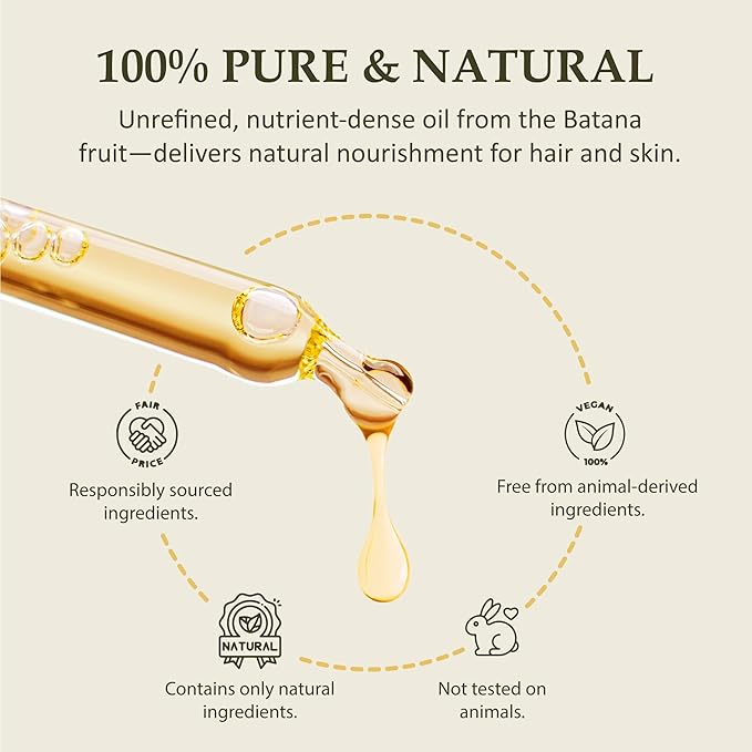 era of nature Batana Oil for Hair Growth - Dr. Sebi Approved, 100% Pure, Raw & Unrefined Oil from Honduras, Nourishes Hair & Scalp, 3.38 Oz